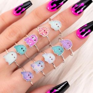 Ghost ring | the six of cups blue opal ghost | spooky cutie collection